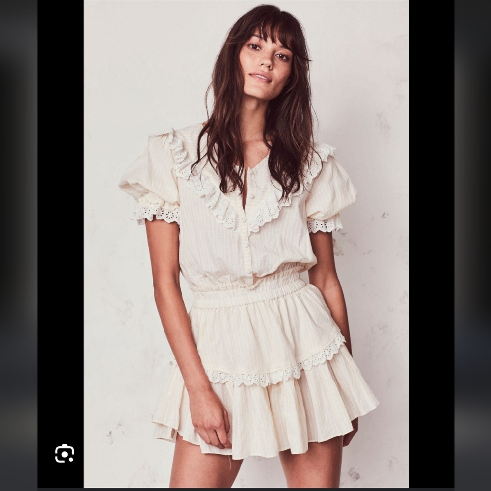 Loveshackfancy Nanette cream stripe ruffle dress